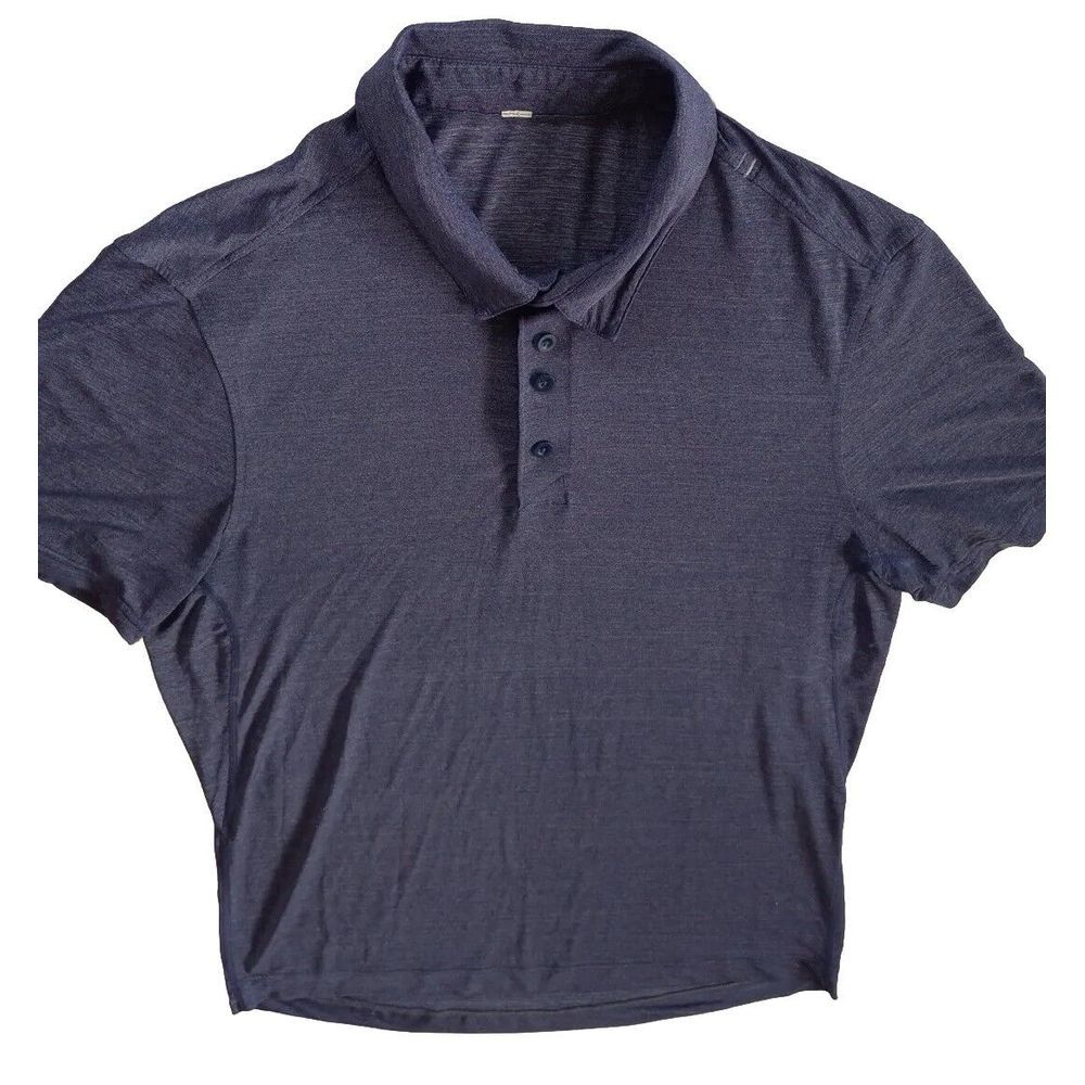 Lululemon Men's Short Sleeve Active Buttons Up Polo XL‎ Batik Dark Bright Blue - Picture 6 of 12